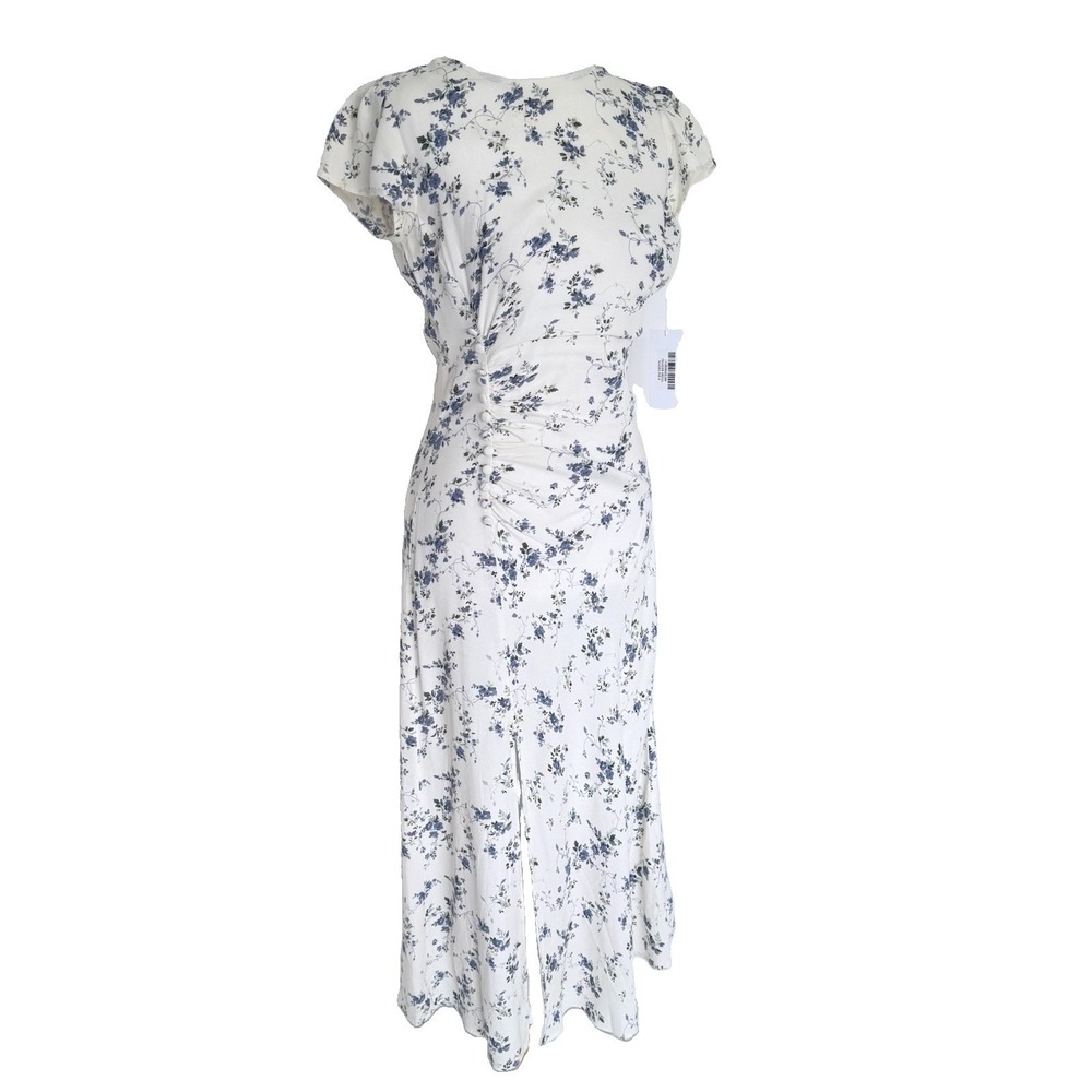 NWT Reformation Frasier Dress Madeline Floral Ruched Side Slit Midi Size 0 NEW - Picture 3 of 14